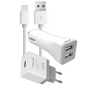 MOBILE+ Cargador para iPhone 2 en 1: Casa y Coche, Incluye Cable USB de 1 Metro MB-1001