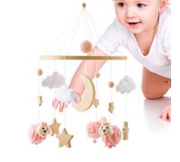 Mobile, decoración colgante para cama auxiliar y cochecito, decorativo boho móvil para niñas y 0-36 meses con de música interactiva y decoración de cochecito de bebé
