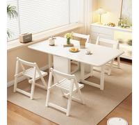 Mobile Drop - Juego de comedor con 4 sillas y 1 cajón, mesa de cocina plegable de roble macizo, ahorra espacio para apartamento/sala de estar/dormitorio/balcón