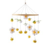 Mobile For Bassinet | Cute Toys Decoration | With Pom-Poms Flowers Wooden Crib Mobile | For Girls Bedroom Kindergarten Home Travel Indoor Outdoor School Room Offices Garden Patio Door Evening Party Ev