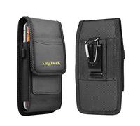 Mobile Funda Cinturón Vertical para Doro 8100 Plus Cat S62 Pro BLU G61S Nylon Bolsa con Clip Metálico y Tarjetero de Piel