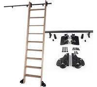 Mobile Library Ladder Hardware - Kit de riel deslizante redondo con ruedas negras para el hogar, oficina, estanterías, suelo (escalera no incluida)