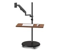Mobile Monitor Stand On Wheels, Floor Laptop and Monitor Stand,Floor Computer Screen Stand for 14-32 Inch, with Keyboard Tray, Adjustable Angle and Height, Loading Capacity 9kg for Workstation