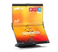 Mobile Pixels Geminos, monitores de computadora apilados IPS duales de 24 pulgadas con carga USB-C de 100 W, con ángulo de visión ajustable y cámara web de 1080p y altavoces de 3 W, estación de