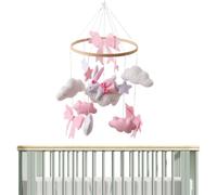Mobile Pour Lit Bébé | Mobile Décoratif Rotatif Avec Ruban Rose | Suspension Apaisante Pour Tout-Petits | Accessoire De Berceau Et Décoration De Chambre Ou Salon