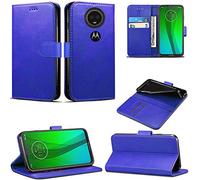Mobile Stuff Funda para Motorola Moto G7 Powe, cartera de cuero con tapa abatible, bolsillos para tarjetas de crédito y soporte compatible con Moto G7 Powe (6.2 pulgadas) (azul)