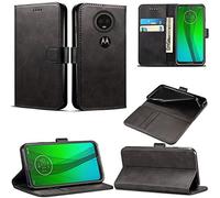 Mobile Stuff Motorola Moto G7 Power - Funda tipo cartera de cuero con tapa abatible, bolsillos para tarjetas de crédito y soporte, compatible con Moto G7 Powe (6.2 pulgadas) (negro)