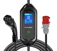 Mobile Wallbox 11 kW, Tipo 2 Cable de Carga 5 m, 3 Fases, 6-16 A, Potencia de Carga Ajustable, indicador LED, IP65, Resistente al Agua, Cable de Carga portátil CEE 16 A a Tipo 2, Cargador EV