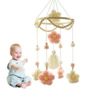 Mobile - Woven Flower Crib Mobile | Rotating Soother Decorative Sensory Toy For Preschoolers Boys Girls Bassinet Home Living Room Daycare Colorful Wall Bedroom Decoration