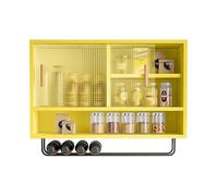 Mobiletto a parete con Ante scorrevoli in acrilico - Ripiano portaoggetti 80x50x28 cm per cucina, soggiorno, bagno - Organizer salvaspazio in Verde