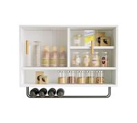 Mobiletto a parete con Ante scorrevoli in acrilico - Ripiano portaoggetti 80x50x28 cm per cucina, soggiorno, bagno - Organizer salvaspazio in Verde