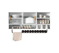 Mobiletto a parete con Ante scorrevoli in acrilico - Ripiano portaoggetti 80x50x28 cm per cucina, soggiorno, bagno - Organizer salvaspazio in Verde