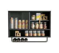 Mobiletto a parete con Ante scorrevoli in acrilico - Ripiano portaoggetti 80x50x28 cm per cucina, soggiorno, bagno - Organizer salvaspazio in Verde