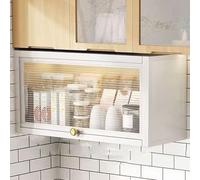 Mobiletto da cucina in Metallo, in Acciaio al carbonio e vetro, capacità di carico di 50 kg, facile da installare, Lunghezza 40/50/60/80/100 cm, con asta di supporto idraulica, pensili Super