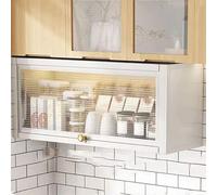 Mobiletto da cucina in Metallo, in Acciaio al carbonio e vetro, capacità di carico di 50 kg, facile da installare, Lunghezza 40/50/60/80/100 cm, con asta di supporto idraulica, pensili Super