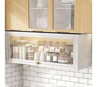 Mobiletto da cucina in Metallo, in Acciaio al carbonio e vetro, capacità di carico di 50 kg, facile da installare, Lunghezza 40/50/60/80/100 cm, con asta di supporto idraulica, pensili Super