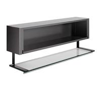 Mobiletto da cucina, mobiletto da Garage, materiali in Acciaio al carbonio e vetro, anta magnetica a scomparsa, Chiusura a 360°, Lunghezza 50/60/70/80 cm, vetrina (Nero, 60 * 18,5 * 23,5 cm)