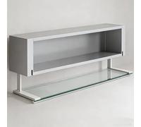 Mobiletto da cucina, mobiletto da Garage, materiali in Acciaio al carbonio e vetro, anta magnetica a scomparsa, Chiusura a 360°, Lunghezza 50/60/70/80 cm, vetrina (Bianca, 60 * 18,5 * 23,5 c