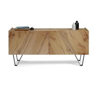 MOBILI FIVER, Aparador con 4 Puertas Emma, con Patas Negras, Color Madera rústica, 168 cmx45 cmx76.6 cm, Aglomerado y Melamina/Hierro, Mueble Buffet salón, Made In Italy