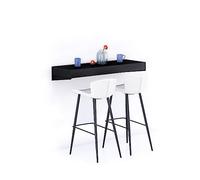 MOBILI FIVER, Barra de Bar Evolution 120x40, Madera Negra, Mesa Flotante para Bares y Restaurantes, Cocina, Made In Italy