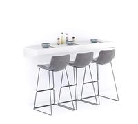 MOBILI FIVER, Barra de Bar Evolution 180x40, Fresno Blanco, Mesa Flotante para Bares y Restaurantes, Cocina, Made In Italy