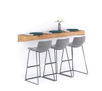 MOBILI FIVER, Barra de Bar Evolution 180x40, Madera Rustica, Mesa Flotante para Bares y Restaurantes, Cocina, Made In Italy