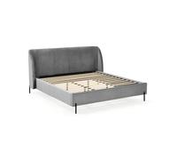 MOBILI FIVER, Cama matrimonial tapizada Greta 180x200 cm, Gris Humo