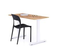 MOBILI FIVER, Escritorio Clara 120x60 Madera rústica con Patas Blancas, Aglomerado y Melamina/Aluminio/Acero, Mesa Escritorio para Oficina