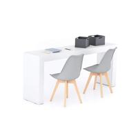 MOBILI FIVER, Escritorio Evolution 180x40, Fresno Blanco con Dos Patas, Aglomerado y Melamina, Mesa Escritorio para Habitación, Oficina, Made In Italy