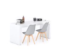 MOBILI FIVER, Escritorio Evolution 180x60, Fresno Blanco con Dos Patas y Cargador inalámbrico, Aglomerado y Melamina, Mesa Escritorio para Habitación, Oficina, Made In Italy