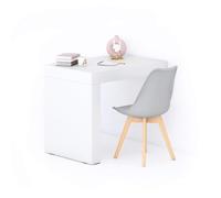 MOBILI FIVER, Escritorio Evolution 90x60, Fresno Blanco con una Pata, Aglomerado y Melamina, Mesa Escritorio para Habitación, Oficina, Made In Italy