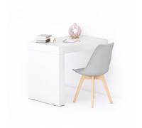 MOBILI FIVER, Escritorio Evolution 90x60, Fresno Blanco con una Pata, NO, Mesa Escritorio para Habitación, Oficina, Made In Italy