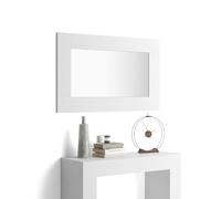 MOBILI FIVER, Espejo de Pared Rectangular Evolution, 118 x 73 cm, Color Fresno Blanco, Espejo Habitación, Corredor, Entrada, Salon, Made In Italy