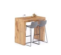 MOBILI FIVER, Mesa Alta Evolution 120x60, Madera Rustica, Mesa Auxiliar de Cocina para 4 Personas, Made In Italy