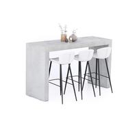 MOBILI FIVER, Mesa Alta Evolution 180x60, Cemento Gris, Mesa Auxiliar de Cocina para 6 Personas, Made In Italy