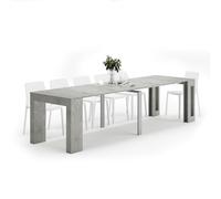 MOBILI FIVER, Mesa Consola Extensible Easy, con Porta Extensiones, 45(305) x 90 cm, Color Cemento Gris, para 12 Personas, Mesa Consola Extensible por Entrada, Salon, Made In Italy