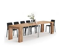 MOBILI FIVER, Mesa Consola Extensible Easy, con Porta Extensiones, 45(305) x 90 cm, Color Madera rústica, para 12 Personas, Mesa Consola Extensible por Entrada, Salon, Made In Italy