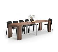 MOBILI FIVER, Mesa Consola Extensible Easy, con Porta Extensiones, 45(305) x 90 cm, Color Nogal, para 12 Personas, Mesa Consola Extensible por Entrada, Salon, Made In Italy