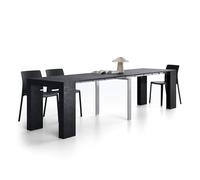 MOBILI FIVER, Mesa Consola Extensible Evolution, 45(305) x80 cm, Cemento Negro, para 12 Personas, Mesa Consola Extensible por Corredor, Entrada, Salon, Made In Italy