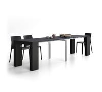 MOBILI FIVER, Mesa Consola Extensible Evolution, 45(305) x80 cm, Madera Negra, para 12 Personas, Mesa Consola Extensible por Corredor, Entrada, Salon, Made In Italy