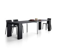 MOBILI FIVER, Mesa Consola Extensible Evolution, 45(305) x90 cm, Cemento Negro, para 12 Personas, Mesa Consola Extensible por Corredor, Entrada, Salon, Made In Italy