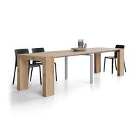 MOBILI FIVER, Mesa Consola Extensible Evolution, 45(305) x90 cm, Madera Natural, para 12 Personas, Mesa Consola Extensible por Corredor, Entrada, Salon, Made In Italy