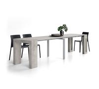 MOBILI FIVER, Mesa Consola Extensible Evolution con Porta Extensiones 45(305) x80 cm, Cemento Gris, para 12 Personas, Mesa Consola Extensible por Corredor, Entrada, Salon, Made In Italy