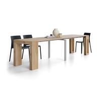 MOBILI FIVER, Mesa Consola Extensible Evolution con Porta Extensiones 45(305) x80 cm, Madera Natural, para 12 Personas, Mesa Consola Extensible por Corredor, Entrada, Salon, Made In Italy
