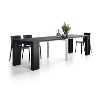 MOBILI FIVER, Mesa Consola Extensible Evolution con Porta Extensiones 45(305) x90 cm, Cemento Negro, para 12 Personas, Mesa Consola Extensible por Corredor, Entrada, Salon, Made In Italy