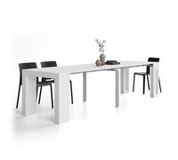 MOBILI FIVER, Mesa Consola Extensible Evolution con Porta Extensiones 45(305) x90 cm, Fresno Blanco, para 12 Personas, Mesa Consola Extensible por Corredor, Entrada, Salon, Made In Italy