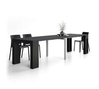 MOBILI FIVER, Mesa Consola Extensible Evolution con Porta Extensiones 45(305) x90 cm, Madera Negra, para 12 Personas, Mesa Consola Extensible por Corredor, Entrada, Salon, Made In Italy