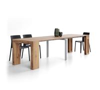 MOBILI FIVER, Mesa Consola Extensible Evolution con Porta Extensiones 45(305) x90 cm, Madera rústica, para 12 Personas, Mesa Consola Extensible por Corredor, Entrada, Salon, Made In Italy