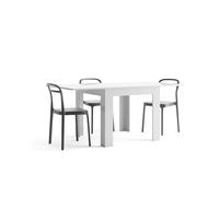 MOBILI FIVER, Mesa Cuadrada Extensible Eldorado, 90x(180) x90 cm, Color Blanco Brillante, para 4-8 Personas, Mesa Extensible de Comedor, Mesa Cocina, Made In Italy