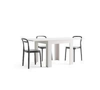 MOBILI FIVER, Mesa Cuadrada Extensible Eldorado, 90x(180) x90 cm, Color Fresno Blanco, para 4-8 Personas, Mesa Extensible de Comedor, Mesa Cocina, Made In Italy